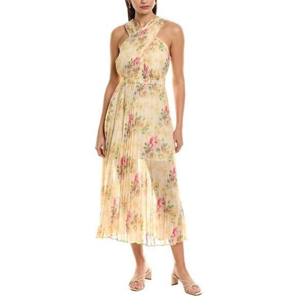 Ted Baker Floral Yellow Dress sleeveless size Large